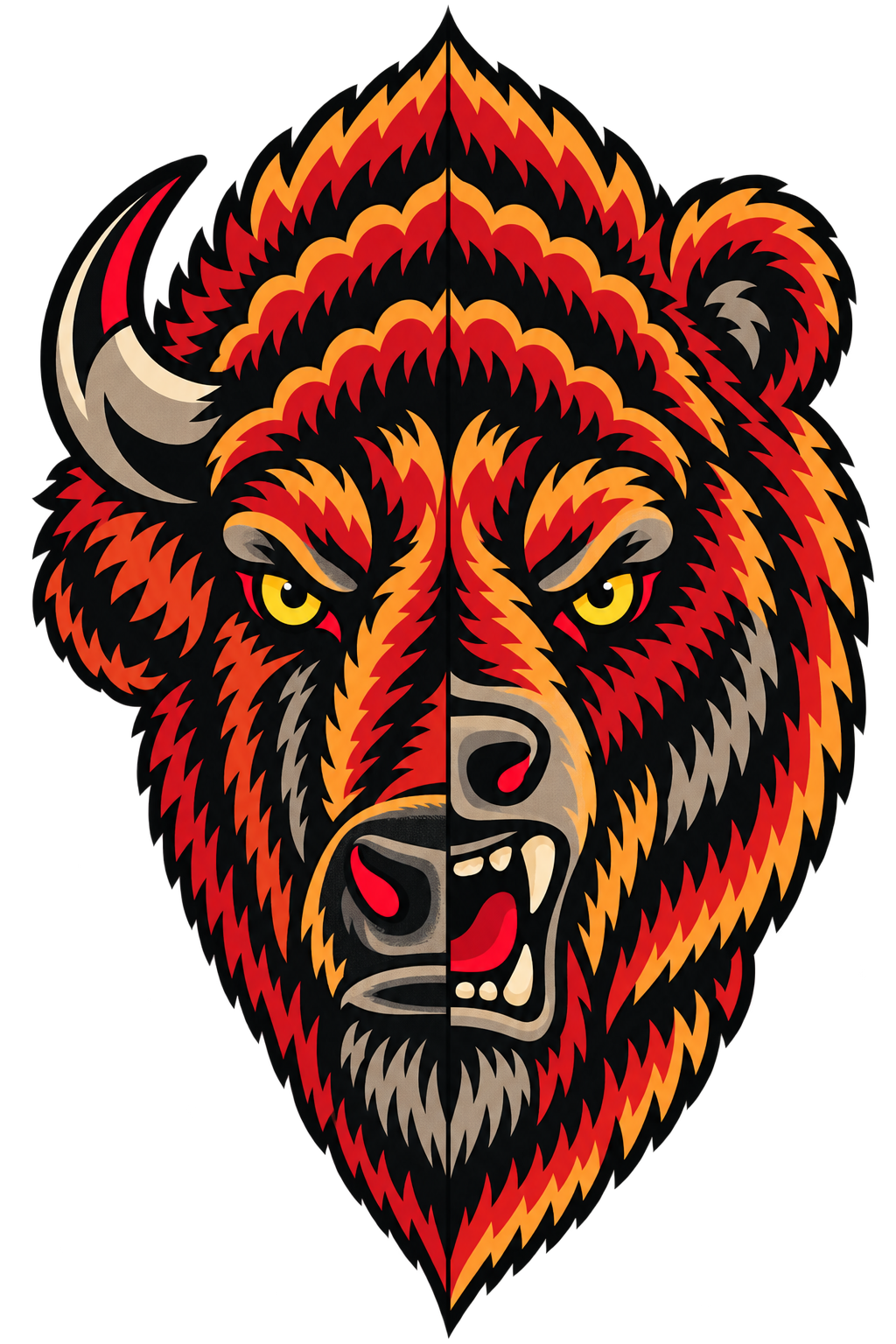 Buffalo and Bear Fitness split buffalo and bear emblem